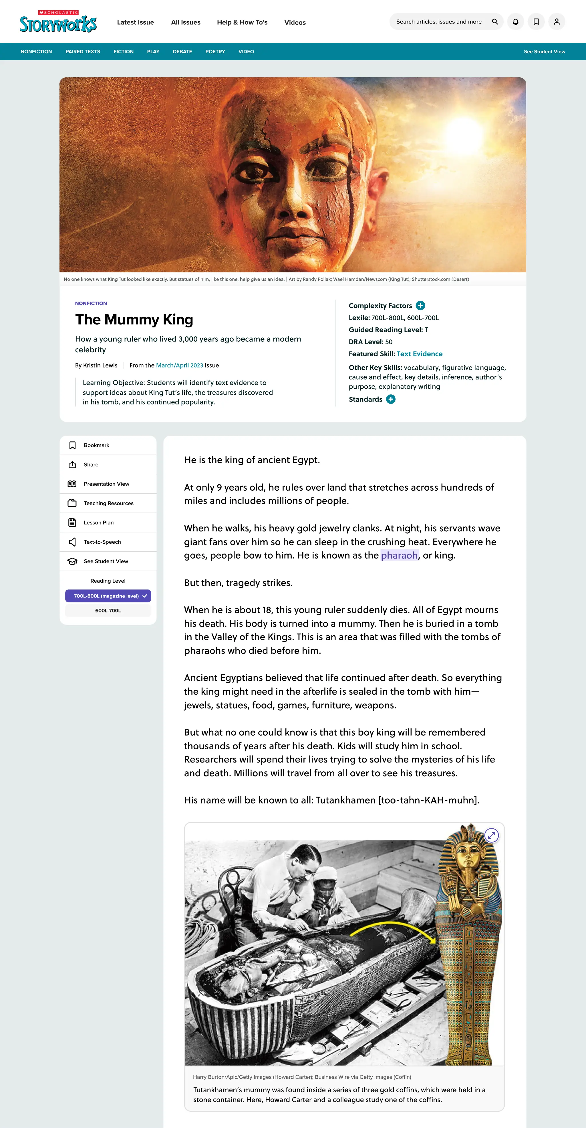 ELA Article Page Teacher View