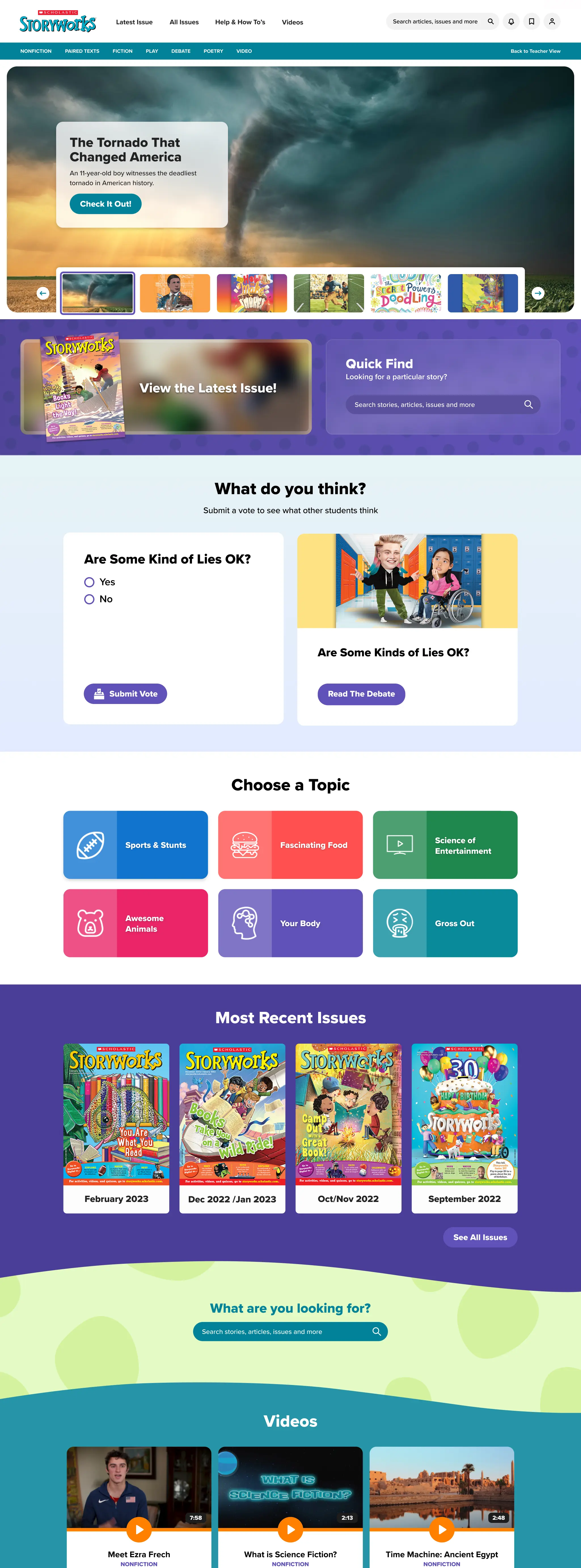 ELA Homepage Student View