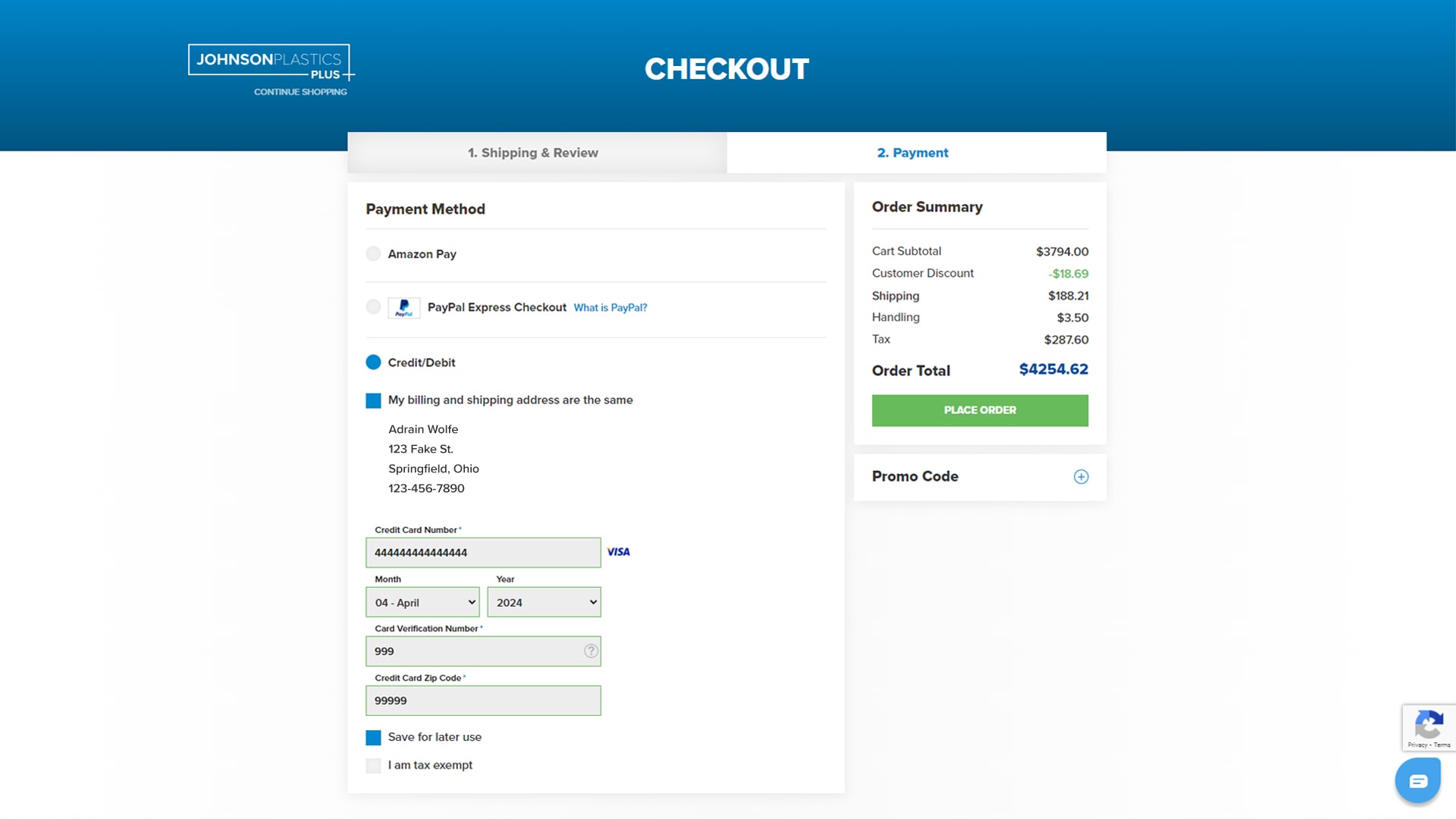 JPPlus Checkout Step 2