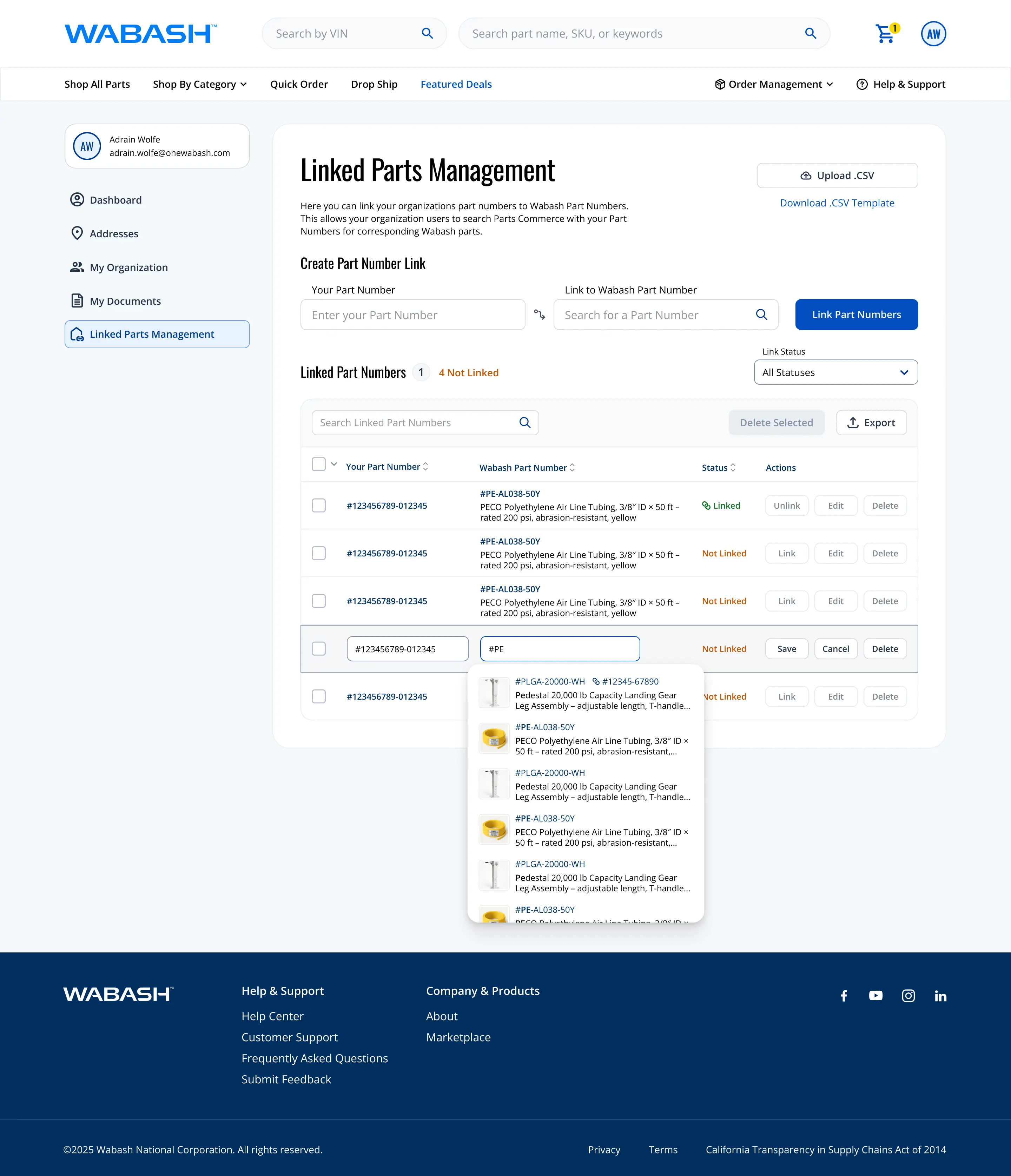 Wabash Linked Parts Management