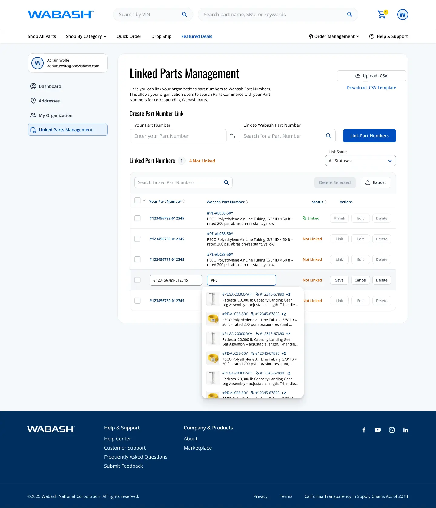 Wabash Linked Parts Management